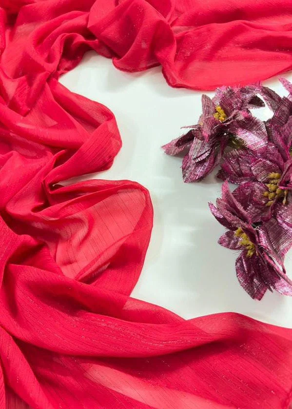 METALLIC CHIFFON HIJAB-RED