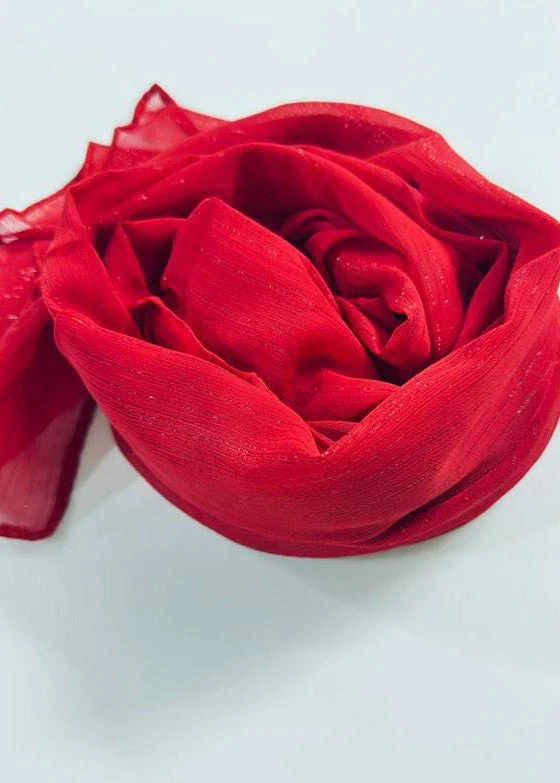 METALLIC CHIFFON HIJAB-RED