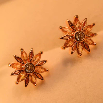 Crystal Stones Gold Plated Earrings en-870