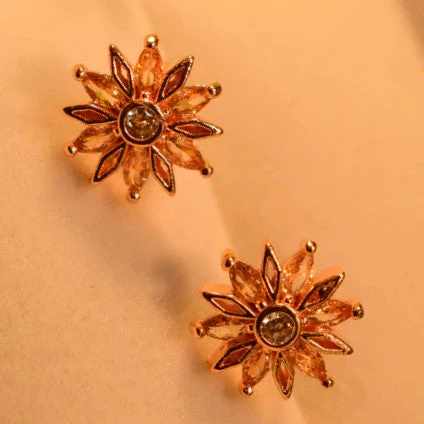 Crystal Stones Gold Plated Earrings en-870