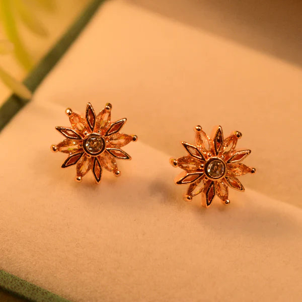 Crystal Stones Gold Plated Earrings en-870 3 Crystal Stones Gold Plated Earrings en-870