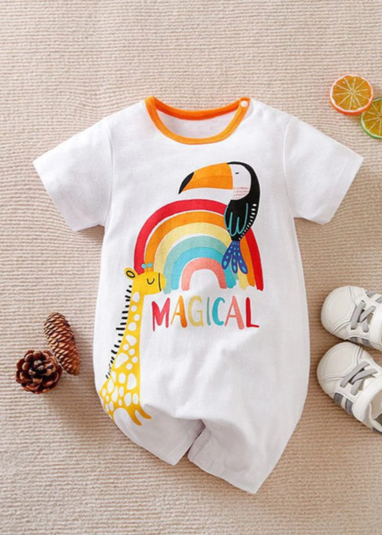 Magical Rainbow N Animals Baby Romper