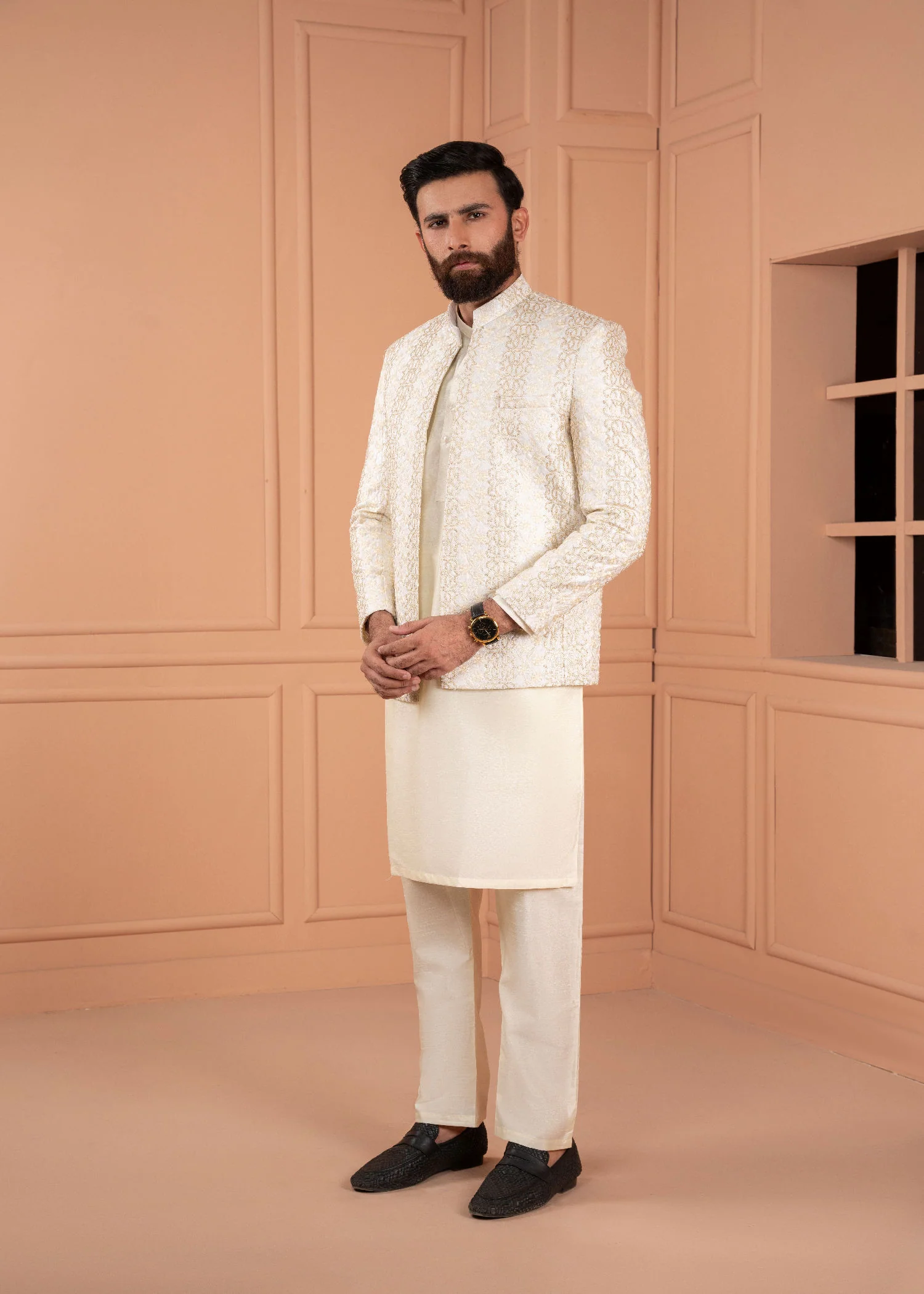 White Ivory Gold Open Gown Prince