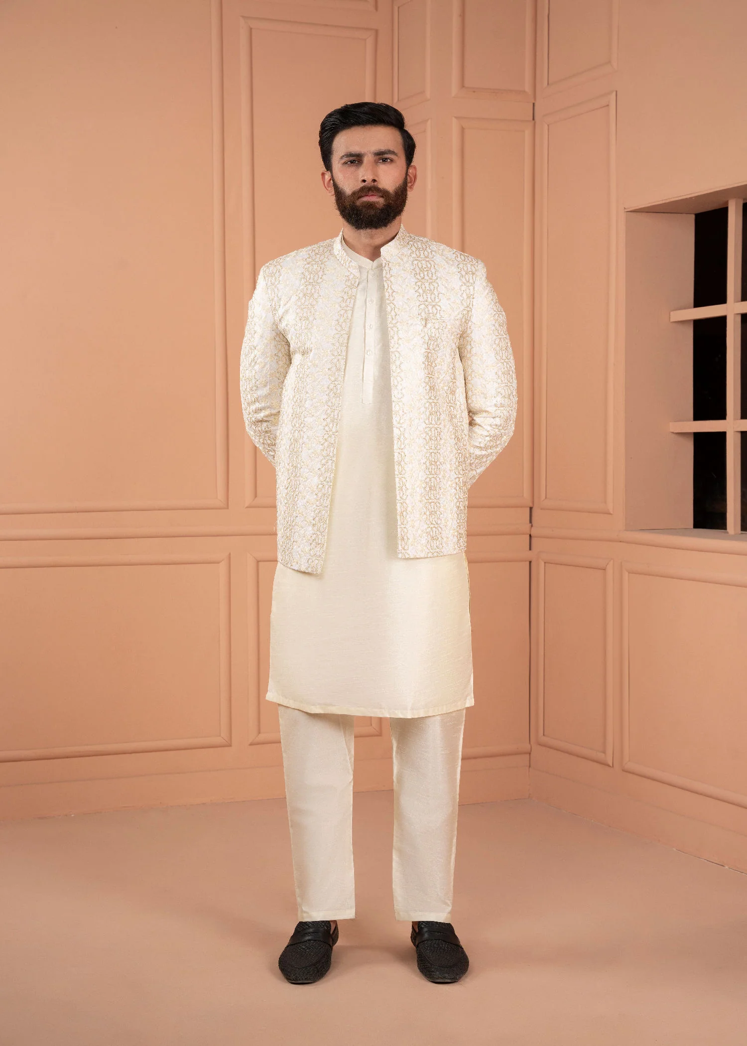White Ivory Gold Open Gown Prince