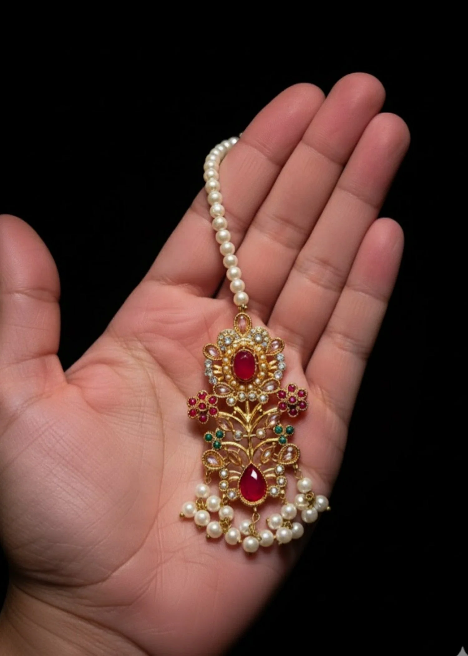 chic by gems | Ruby Pearl chokar Set