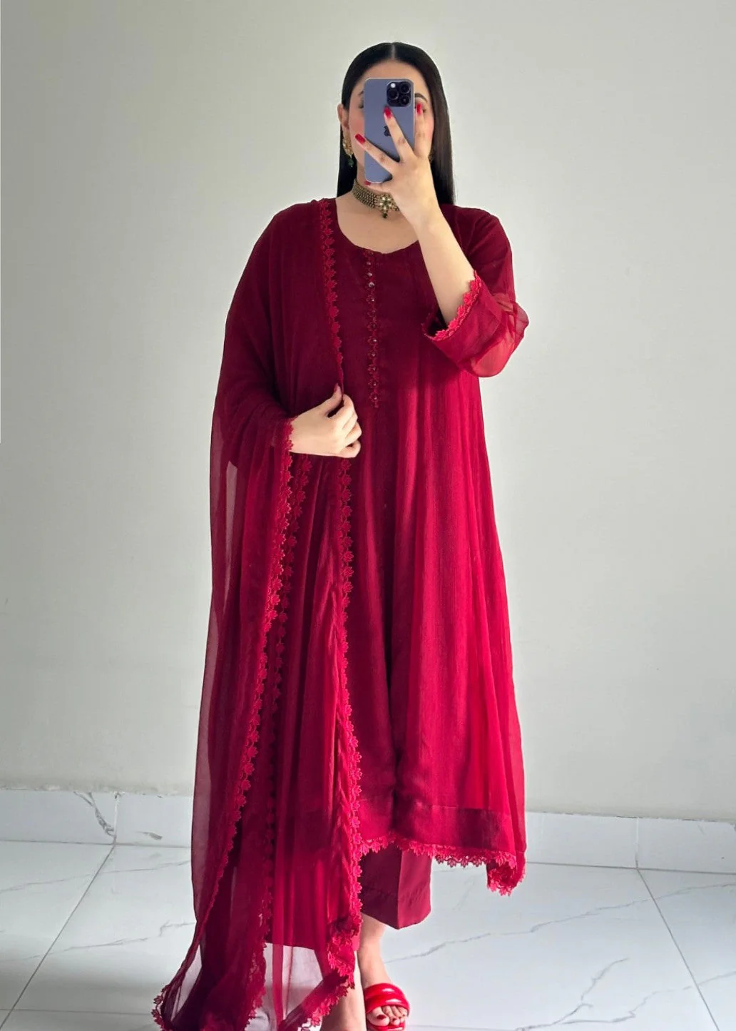 3pcs maroon frock