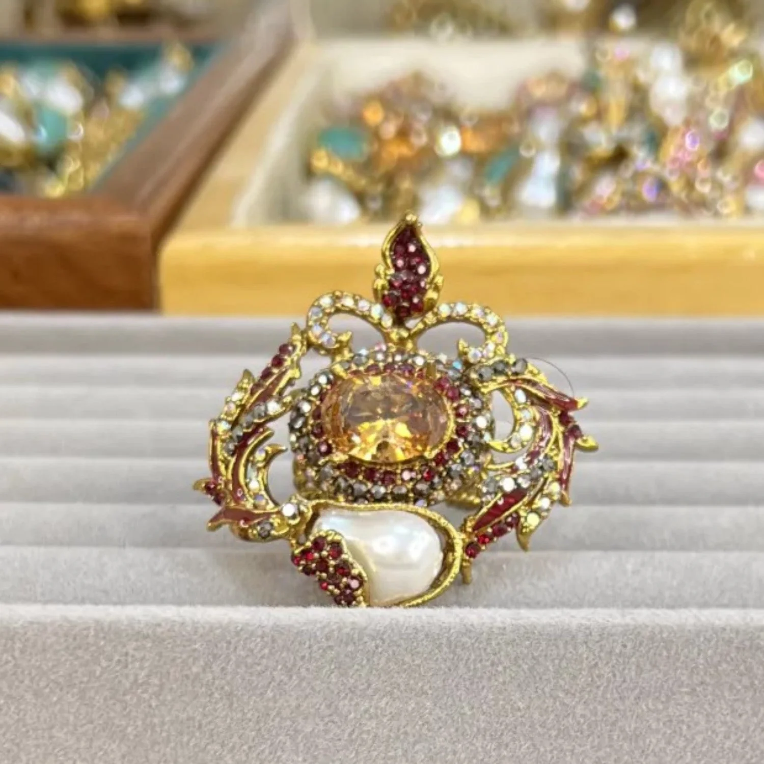 MJ | NAILA RUBY ADJUSTABLE GOLD PLATED RING