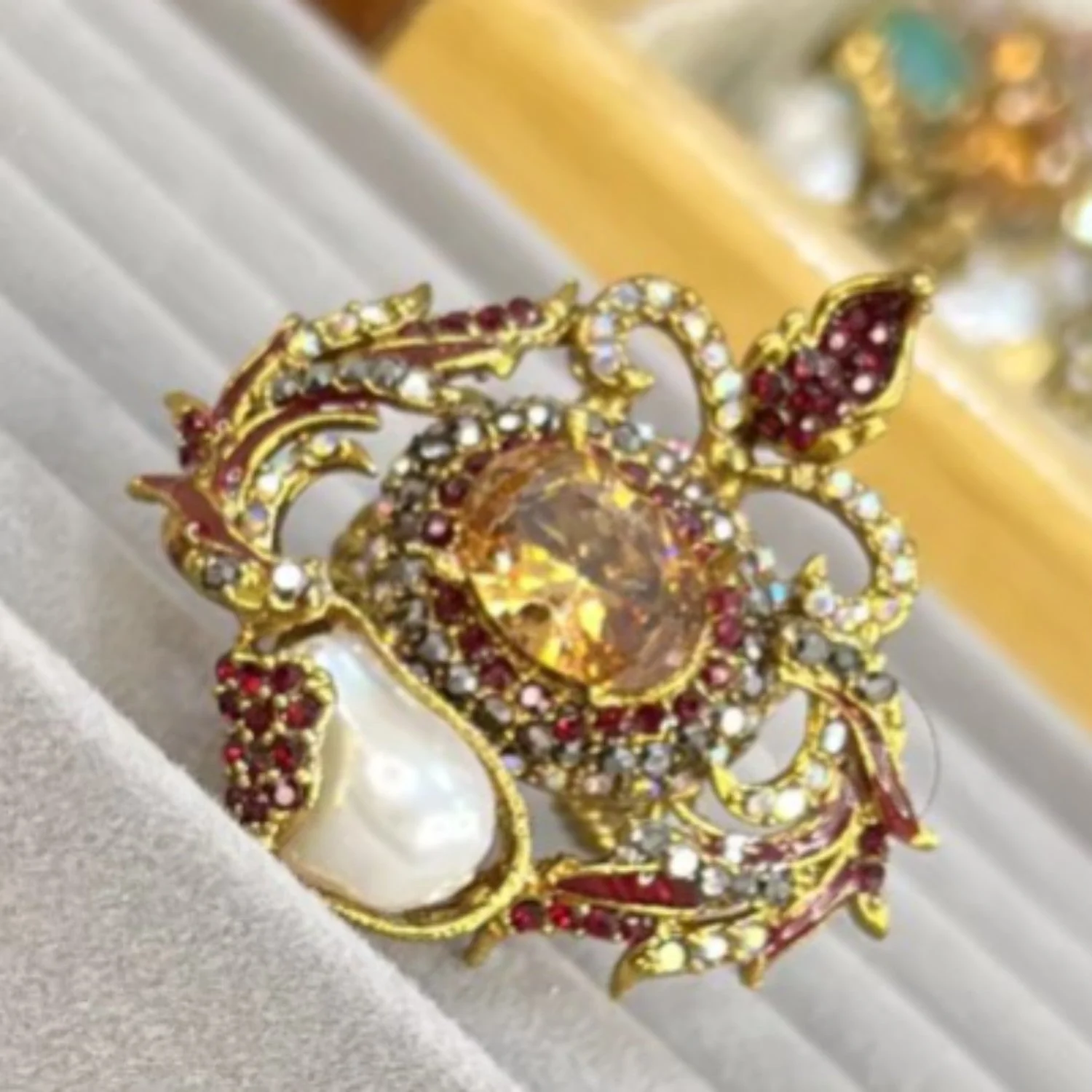 MJ | NAILA RUBY ADJUSTABLE GOLD PLATED RING