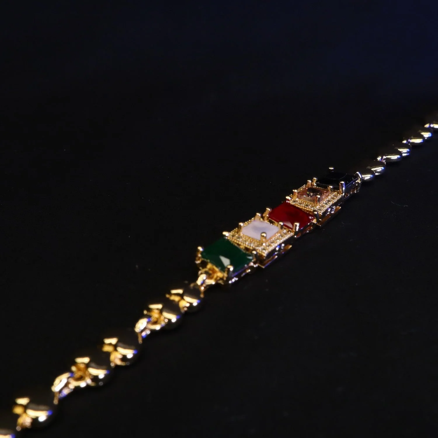 Mr.RJ | multi stones gold plated bracelet