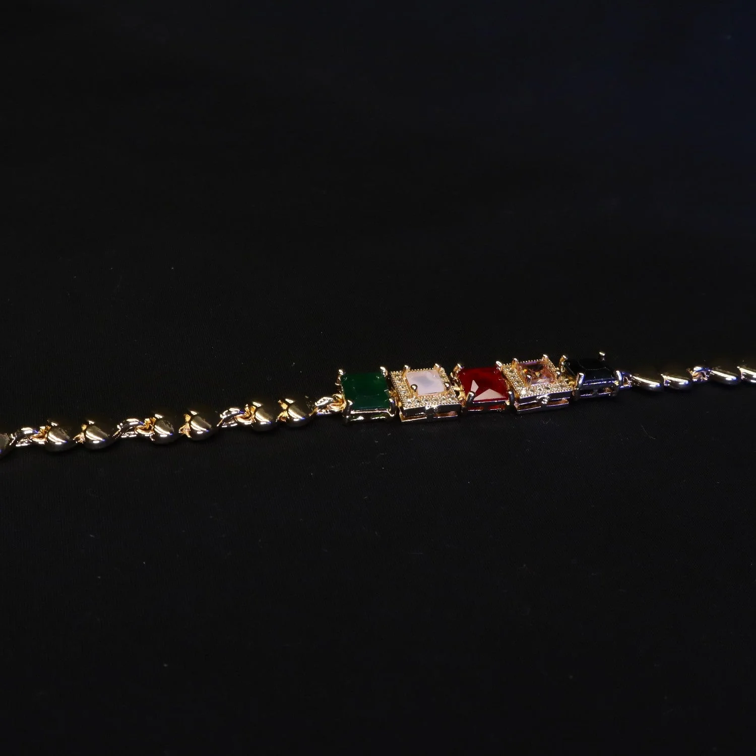 Mr.RJ | multi stones gold plated bracelet