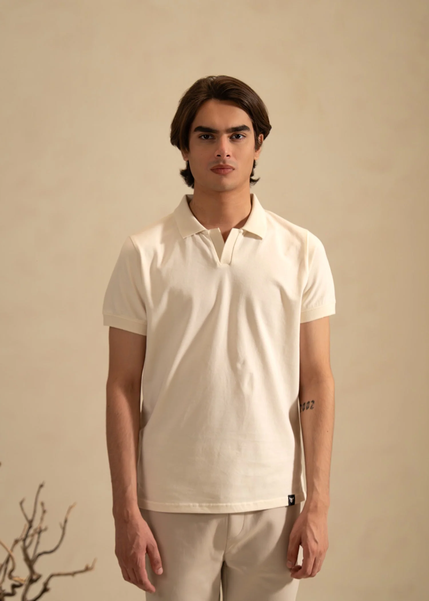 Off White Cotton Stretch POLO – Slim Fit