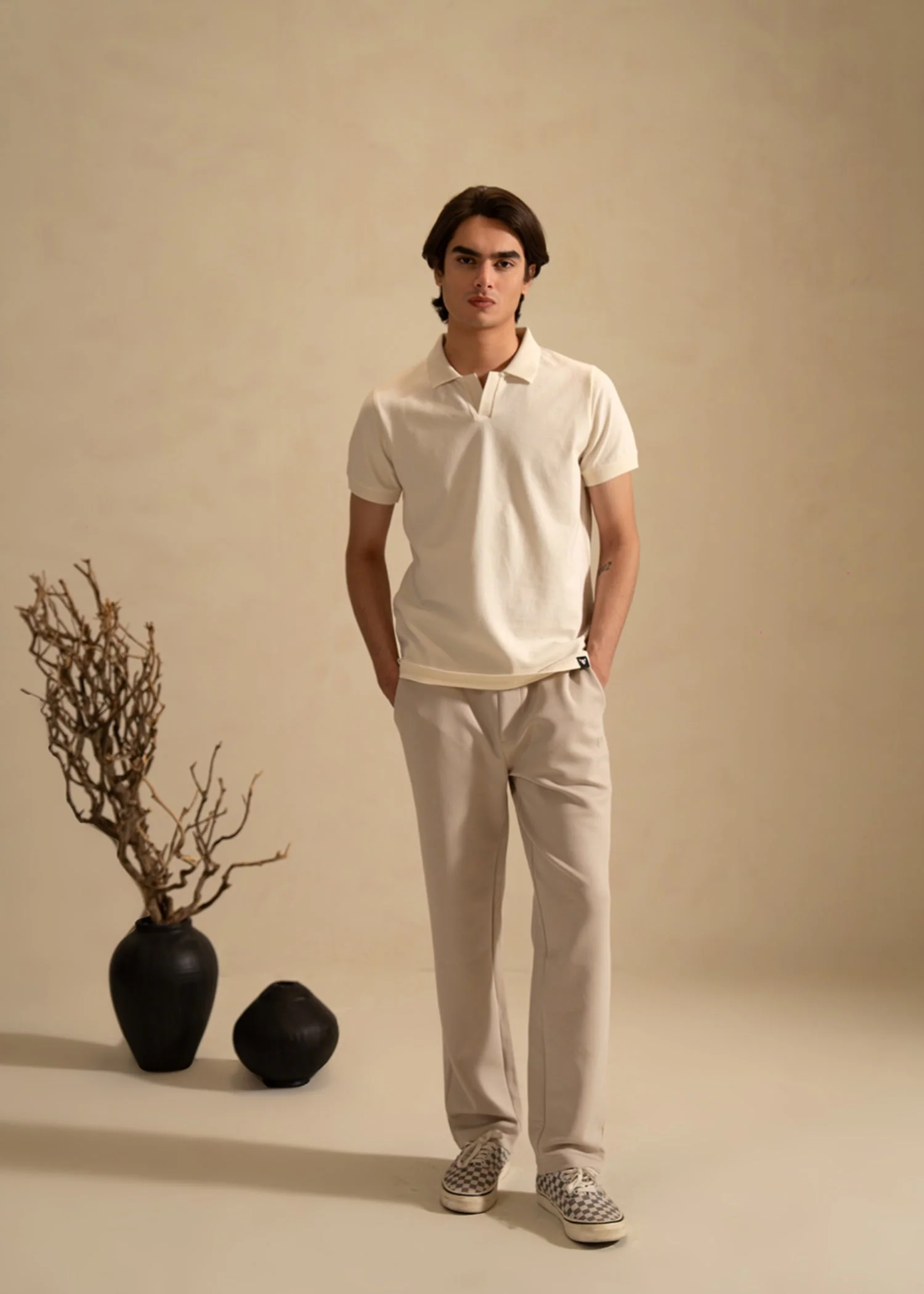 Off White Cotton Stretch POLO – Slim Fit