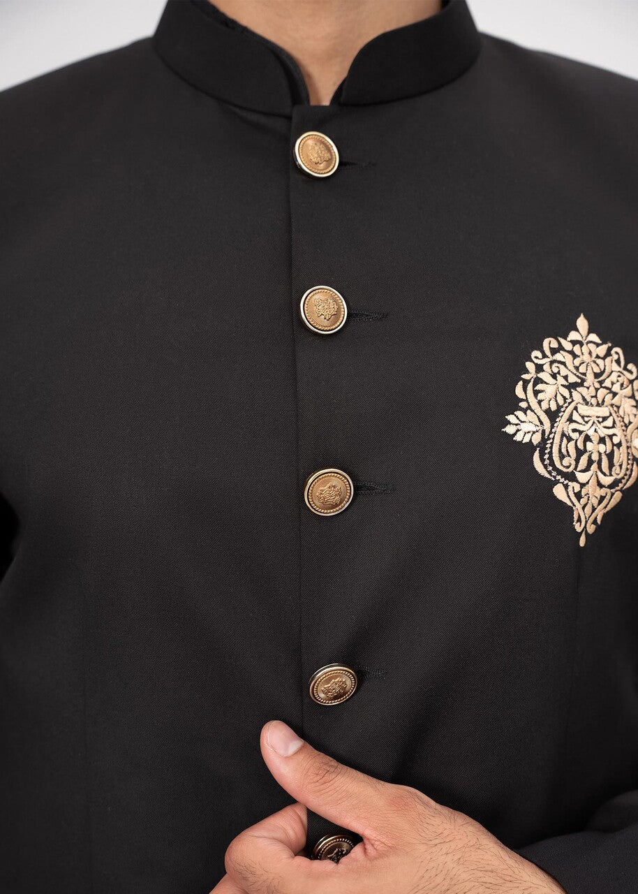 Black Embroidered Prince Coat