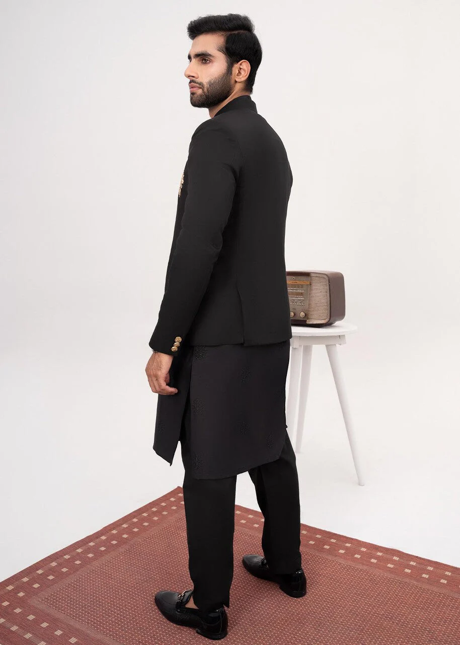 Black Embroidered Prince Coat