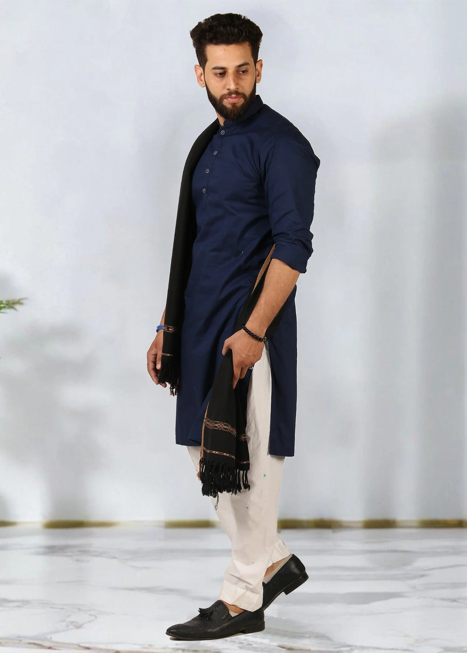 Dhussa Peshawari Shawl For Men (Medium) - Black