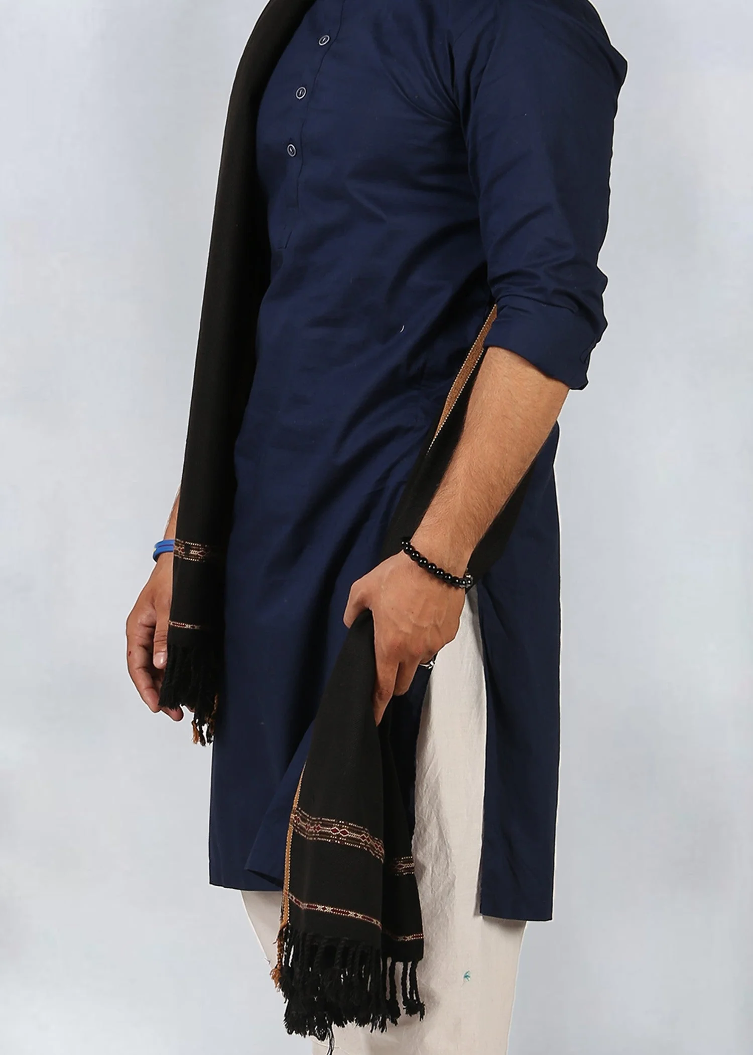 Dhussa Peshawari Shawl For Men (Medium) - Black