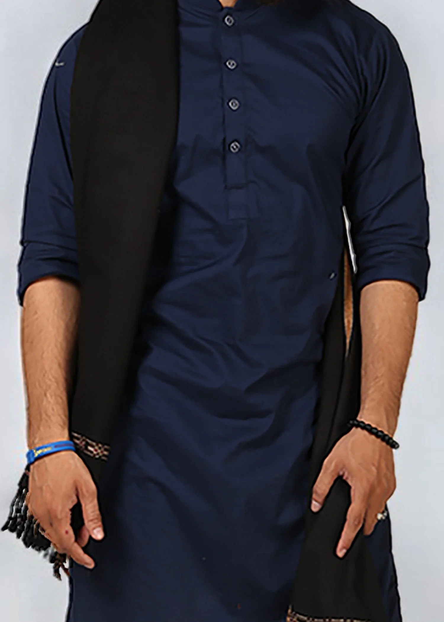 Dhussa Peshawari Shawl For Men (Medium) - Black