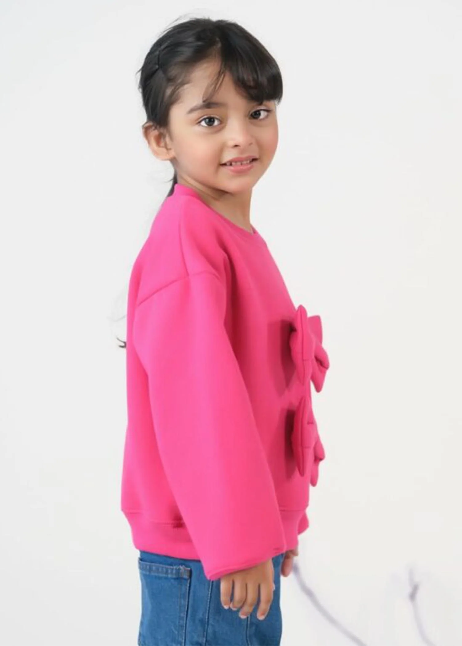 Bow Charm Sweatshirt – Hot Pink