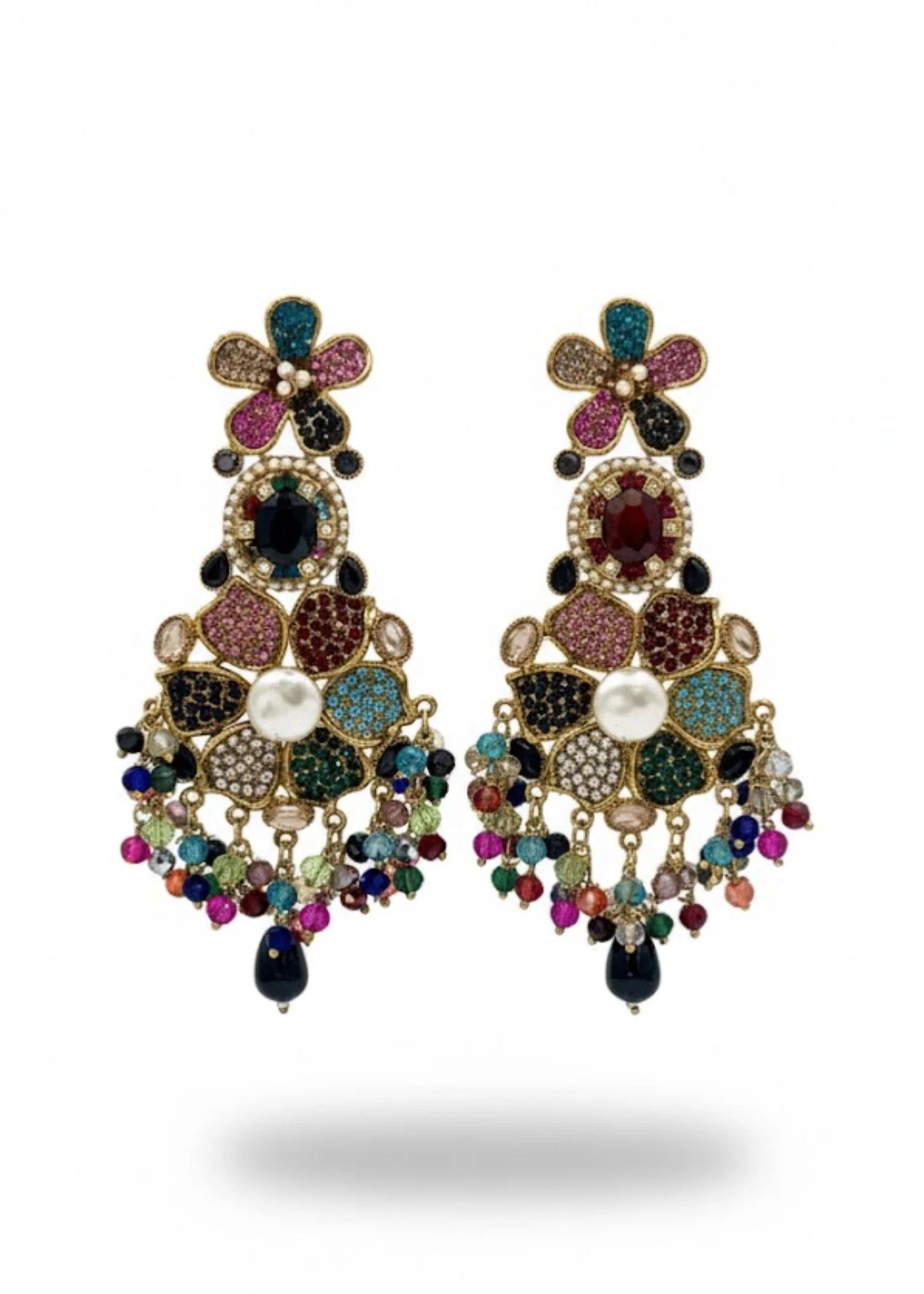 Bridal Pearl Floral Earring - Multi | ZAROSH JEWEL