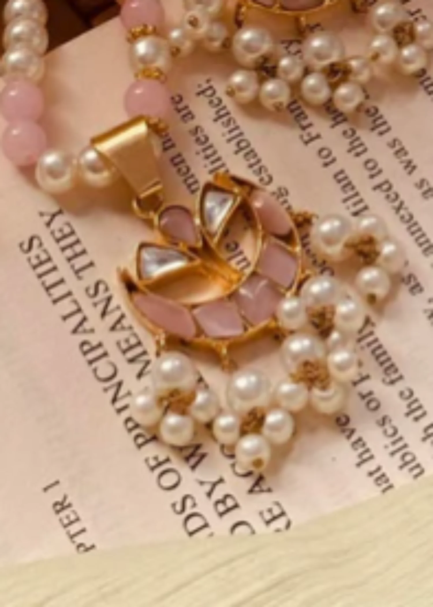 24K Gold Plated Real Zircon baby-pink Stones Jarao Choker Set