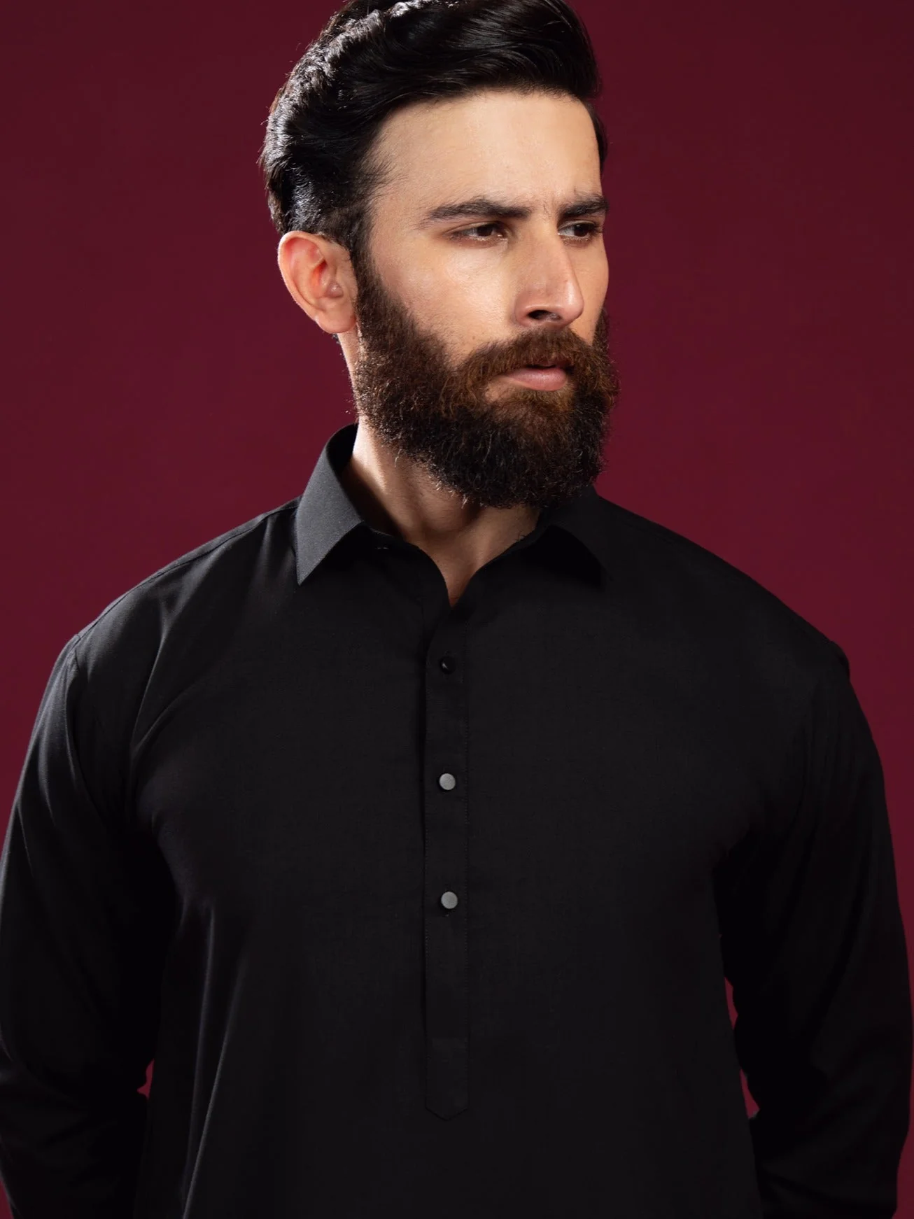 Black French Collar Kameez Shalwar - Men 5 Black French Collar Kameez Shalwar - Men