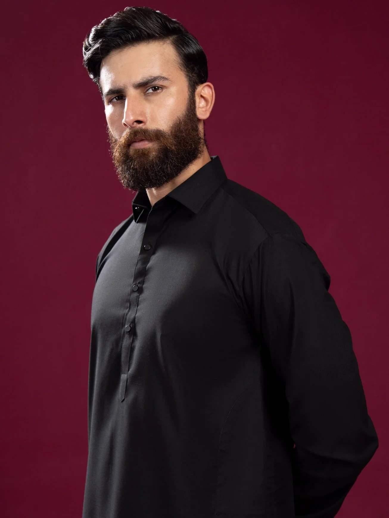 Black French Collar Kameez Shalwar - Men 6 Black French Collar Kameez Shalwar - Men