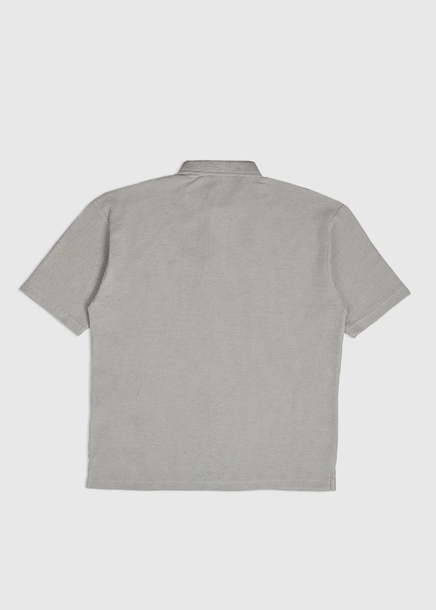 Beige White Oversized Waffle Polo - Men