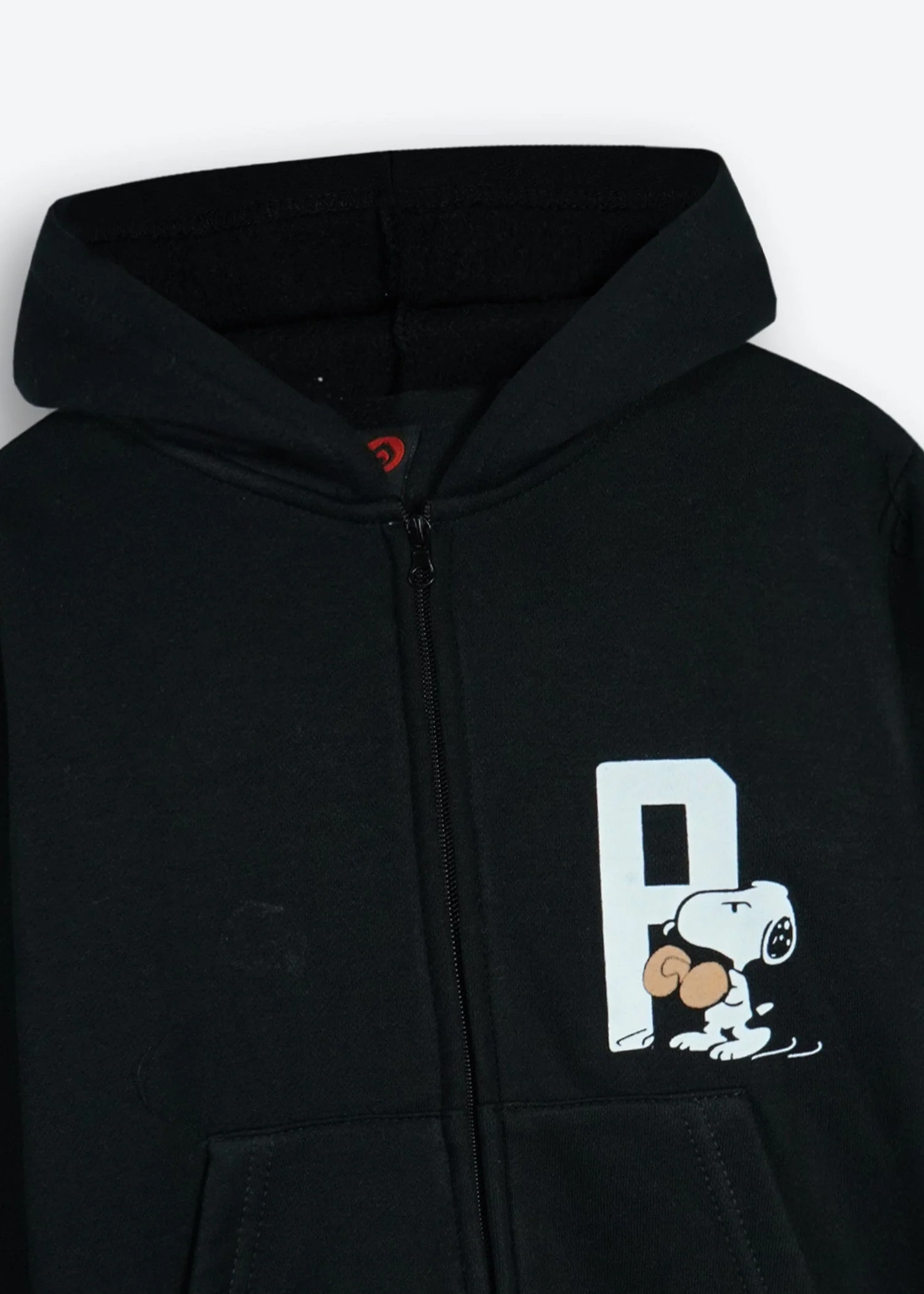 Snoopy Kids Zip-Up Hoodie – Black | 100% Cotton Fleece