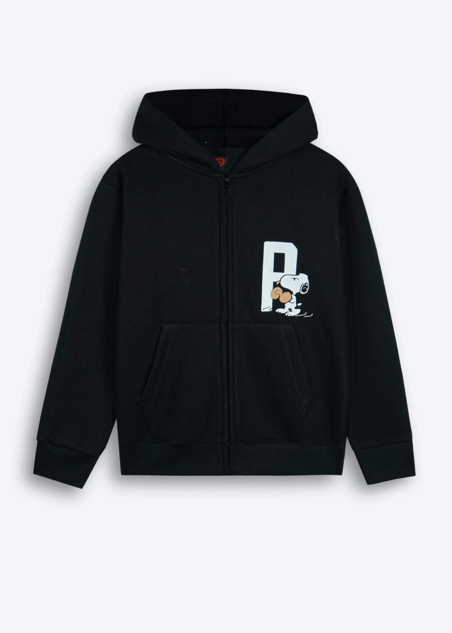 Snoopy Kids Zip-Up Hoodie – Black | 100% Cotton Fleece