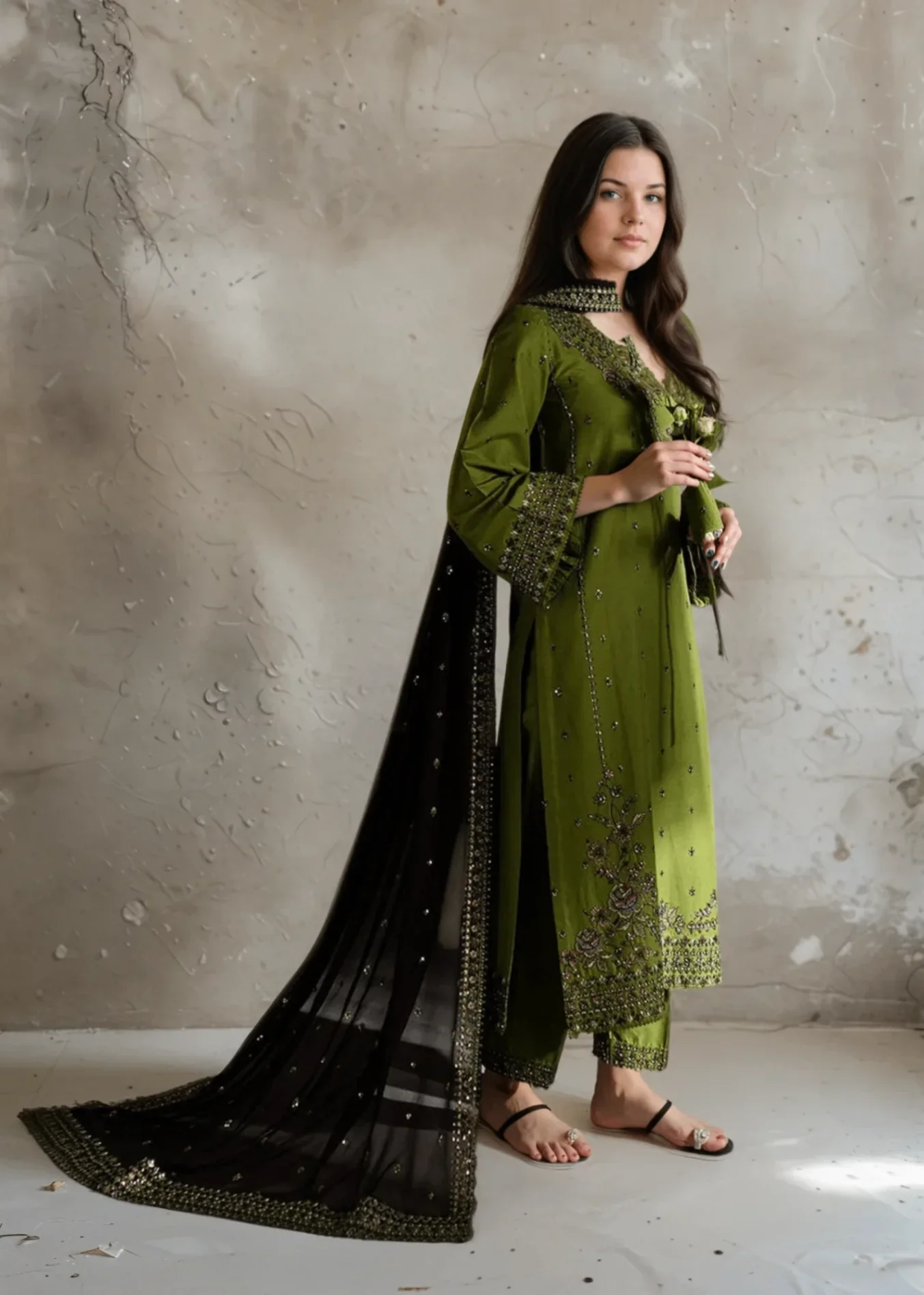 Ezzah Embroidered dress-3pcs
