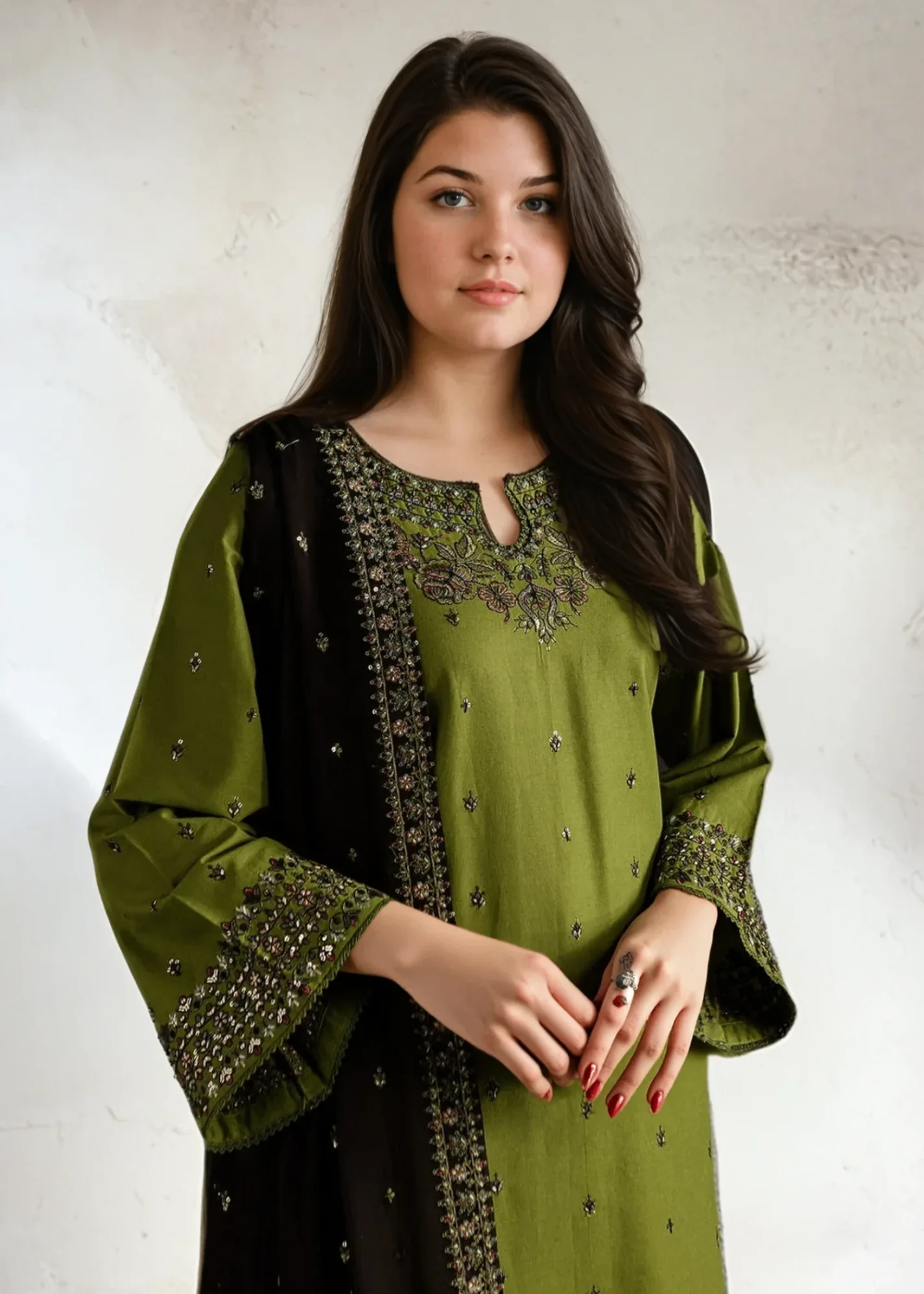 Ezzah Embroidered dress-3pcs