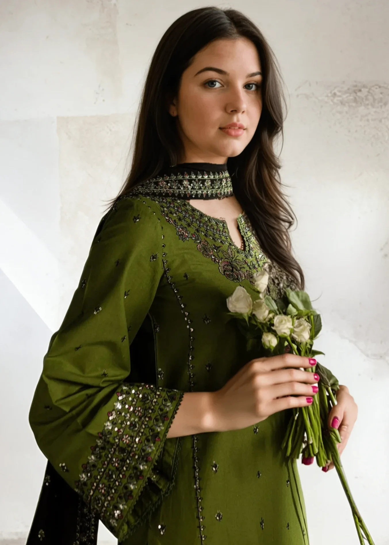 Ezzah Embroidered dress-3pcs