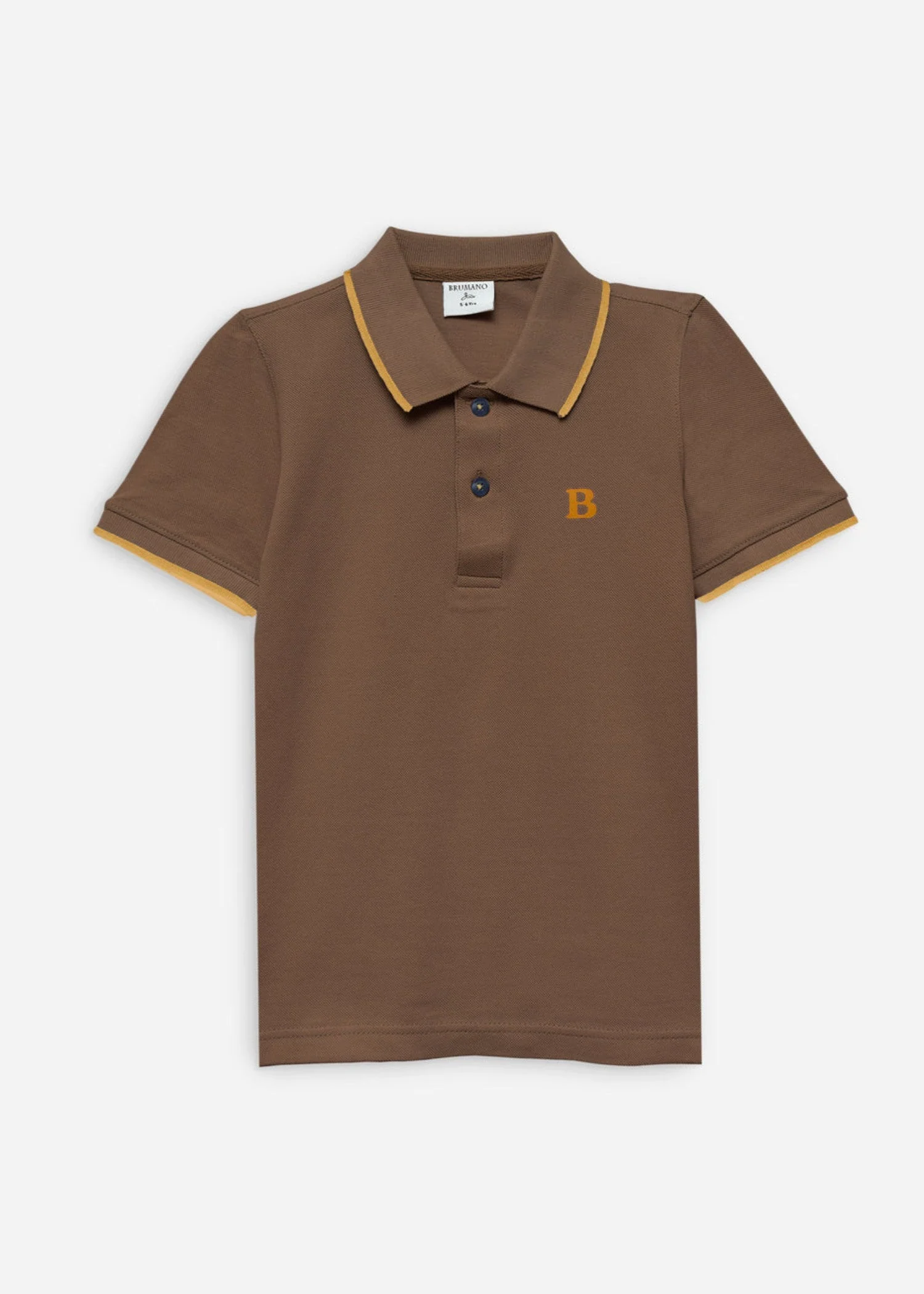 Mid Brown Polo With Tipping Collar