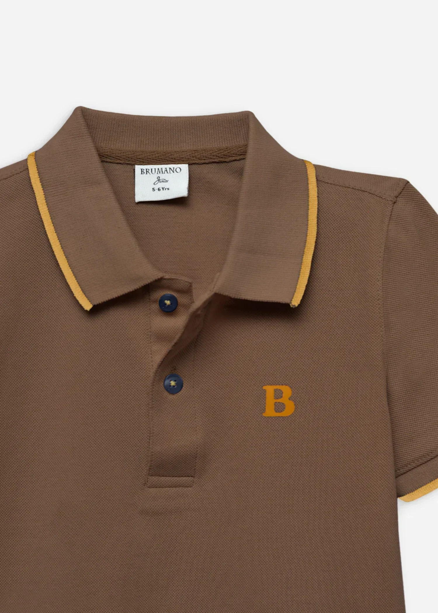 Mid Brown Polo With Tipping Collar