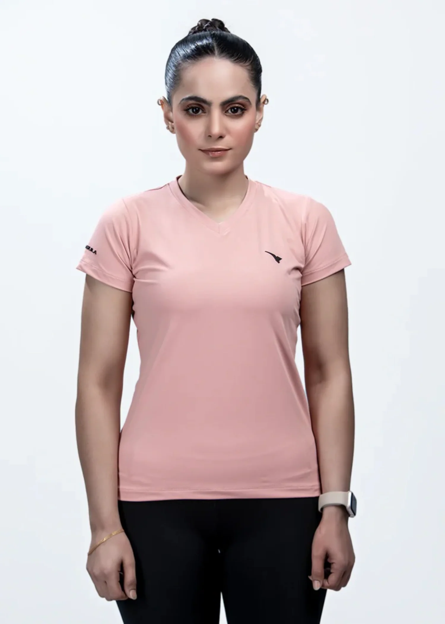 Power Femme Dusty Rose Ladies V-Neck TShirt