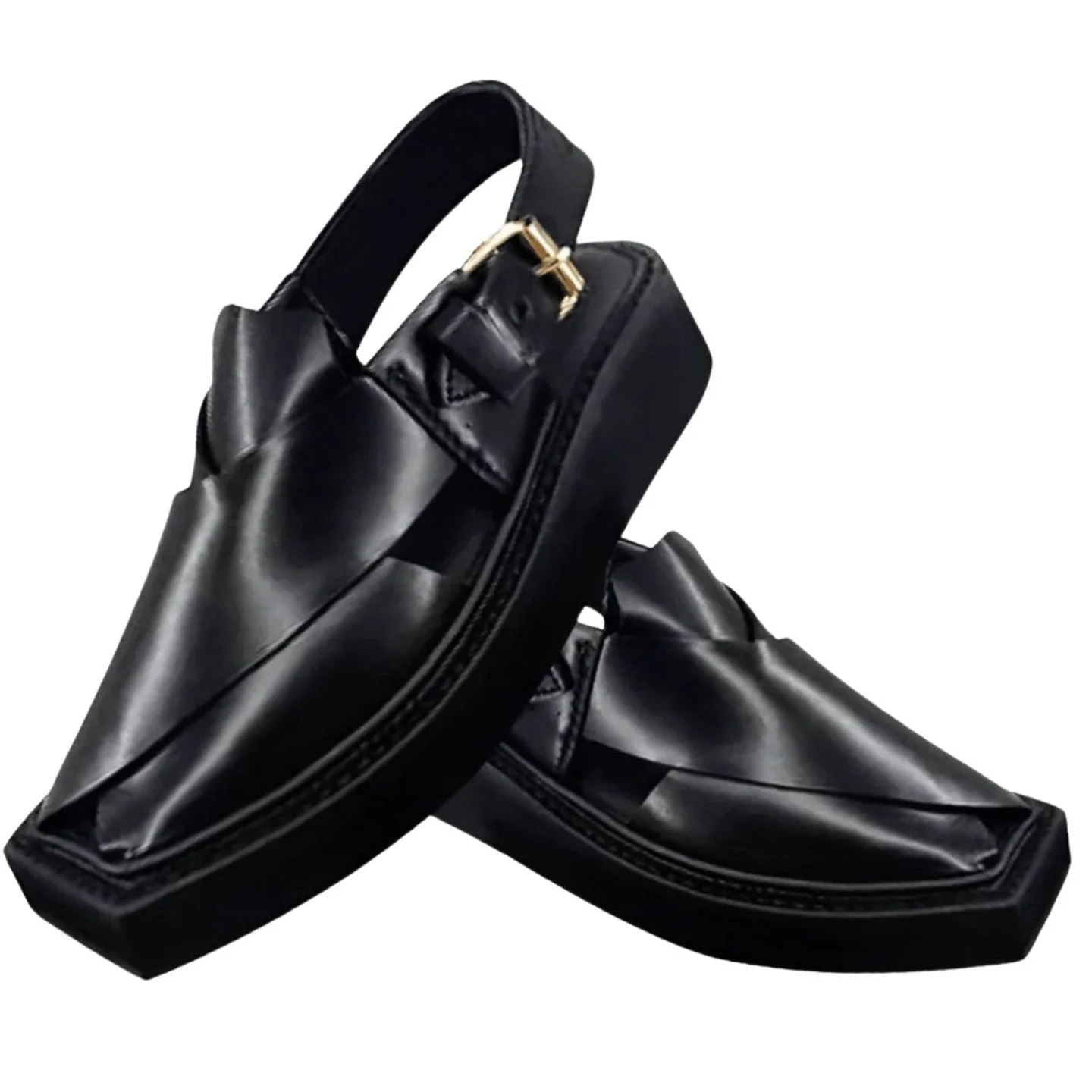 Kaptaan Chappal Special Black Leather - Imran Khan | Namak Mandi Peshawari Chapal