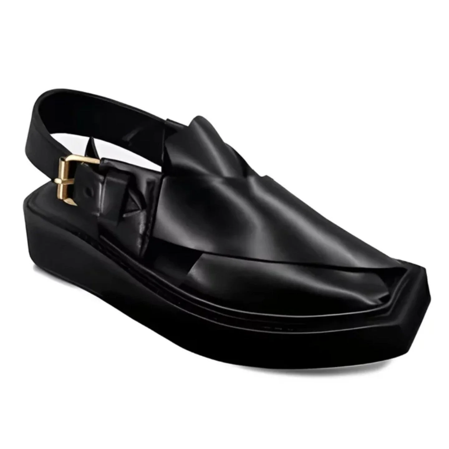 Kaptaan Chappal Special Black Leather - Imran Khan | Namak Mandi Peshawari Chapal