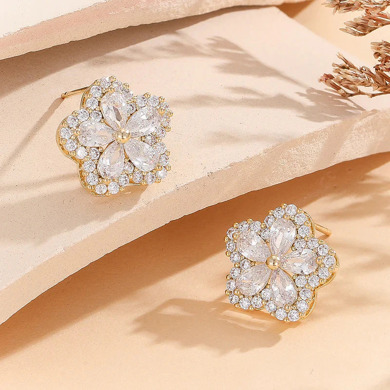 Adorable Cherry Blossom Gold Studs