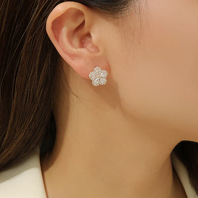 Adorable Cherry Blossom Gold Studs