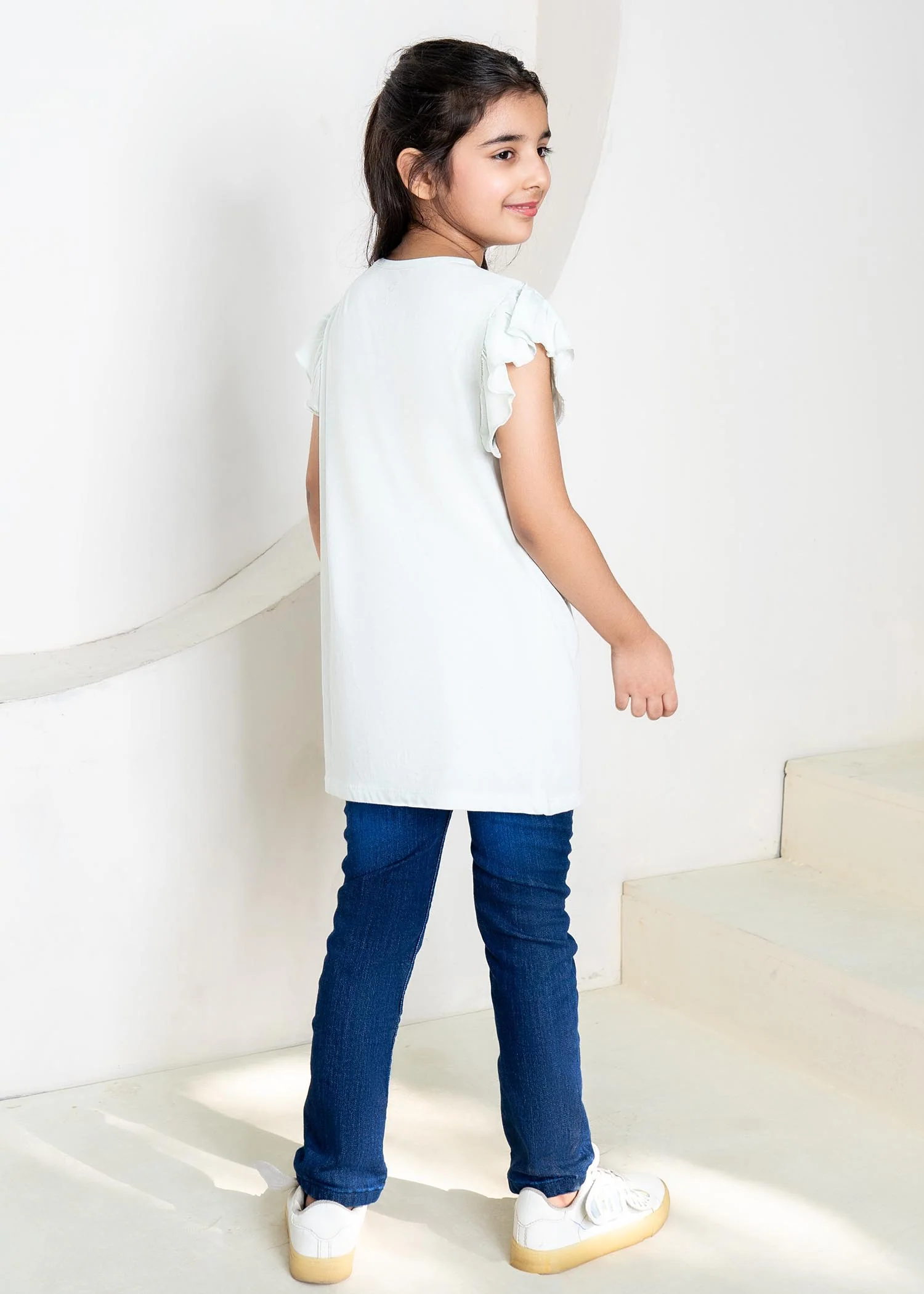 Girls Half Sleeve T-Shirt Flower Print