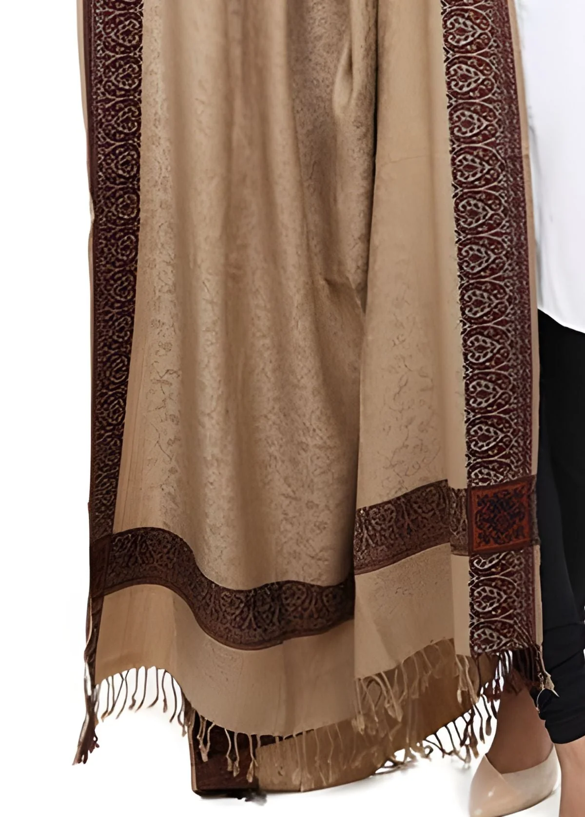 Kashmiri Heera Shawl - Khaki (Honey Brown) - Mominas