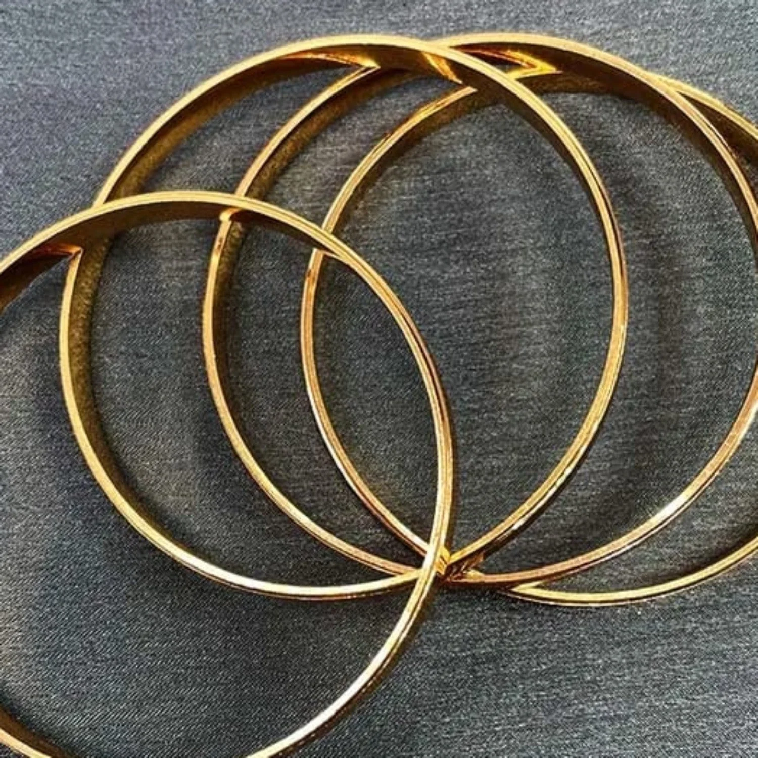 Golden Stainless Steel Bangles Pair 3 Golden Stainless Steel Bangles Pair