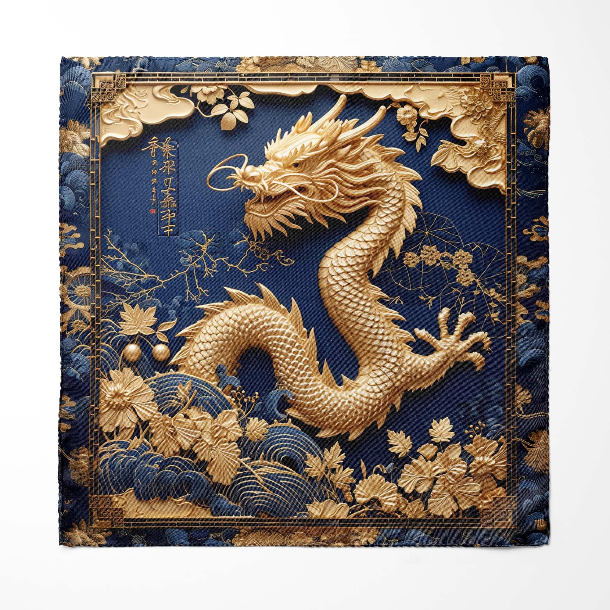 BLACK WOLF - GOLD DRAGON MEN SILK ASCOT