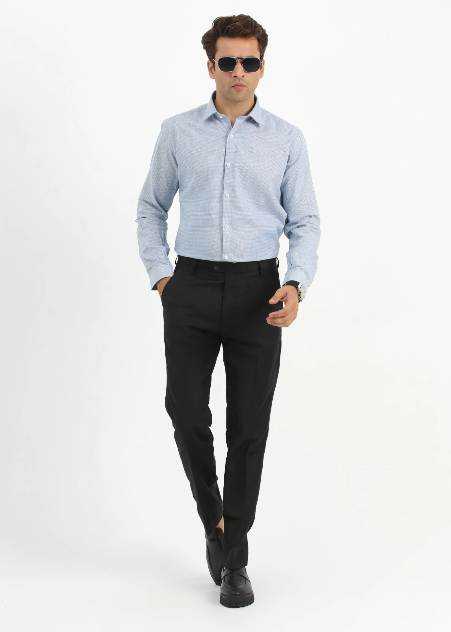 Light Blue Formal Shirt Spring Checks 1088-24
