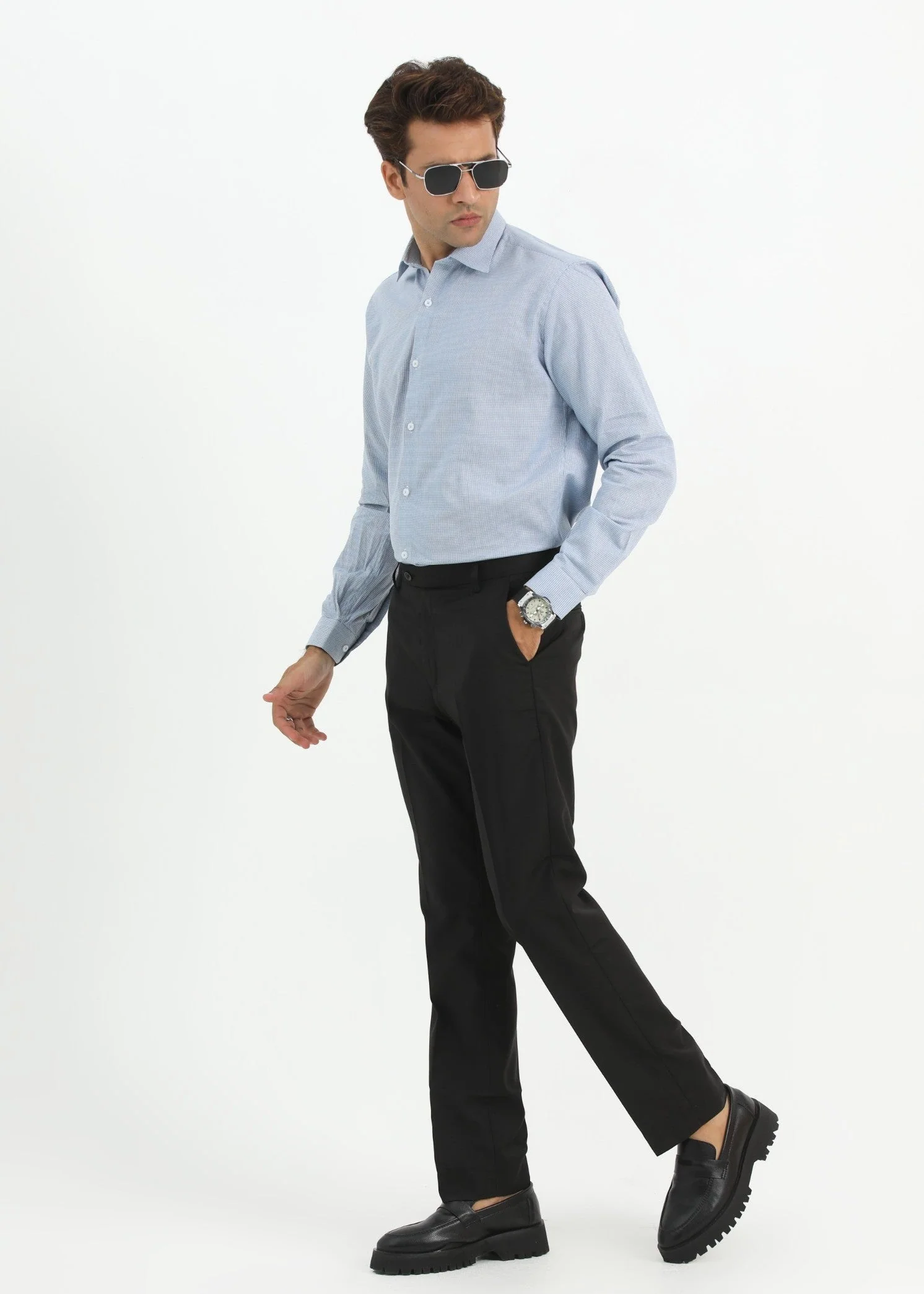 Light Blue Formal Shirt Spring Checks 1088-24