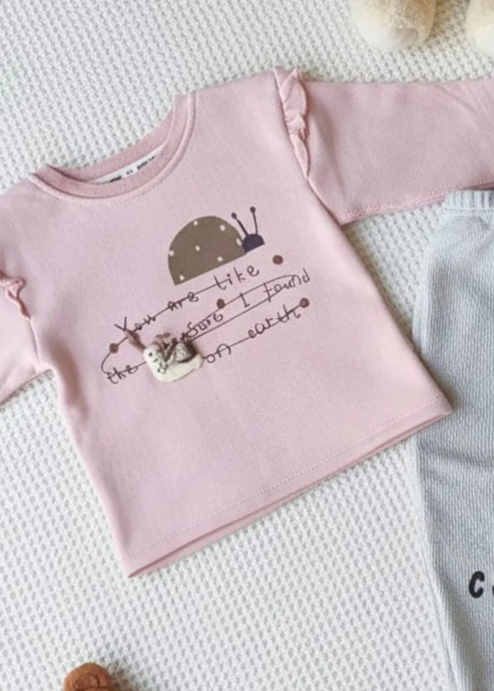 Ladybug Graphic With Snail Motif Sweatshirt And Trouser Set