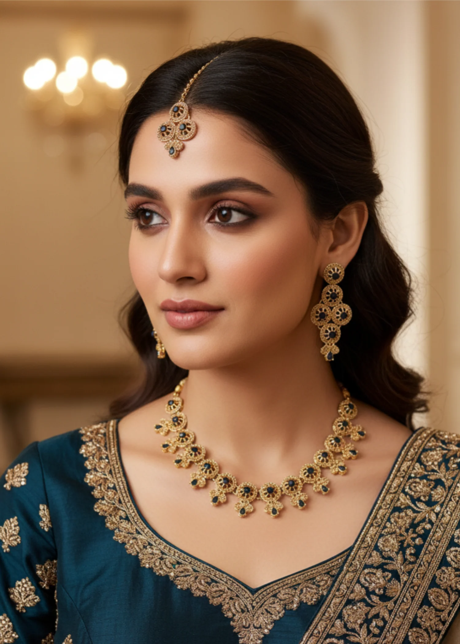 Felora Necklace Set - Blue | ZAROSH JEWEL