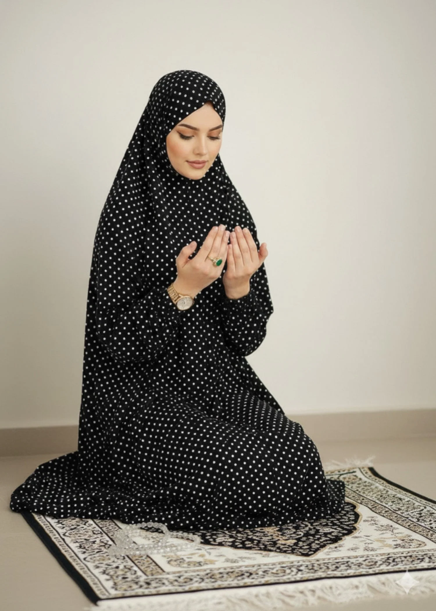 Namaz Chadar With Sleeves - Polka Dots