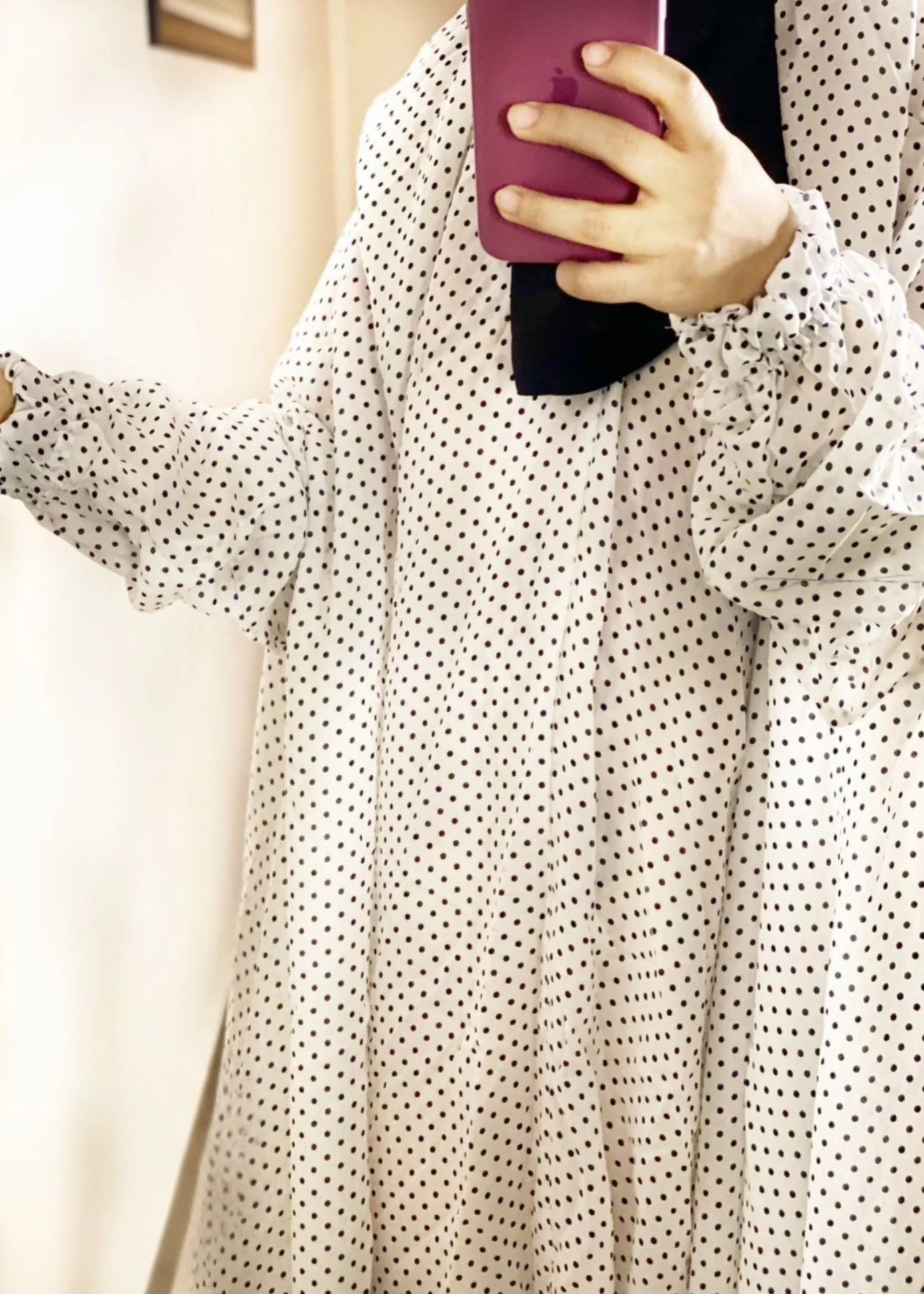 Namaz Chadar With Sleeves - Polka Dots