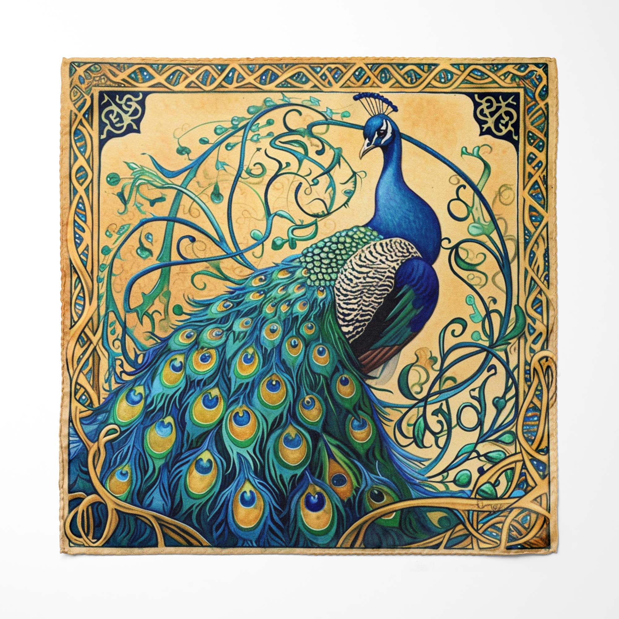 A MAJESTIC PEACOCK SILK POCKET SQUARE 7 A MAJESTIC PEACOCK SILK POCKET SQUARE